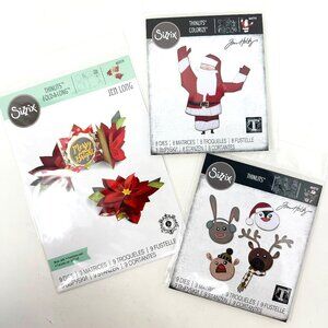 Sizzix Thinlits Christmas Bundle Tim Holtz Santa & Winter Critters Poinsettia